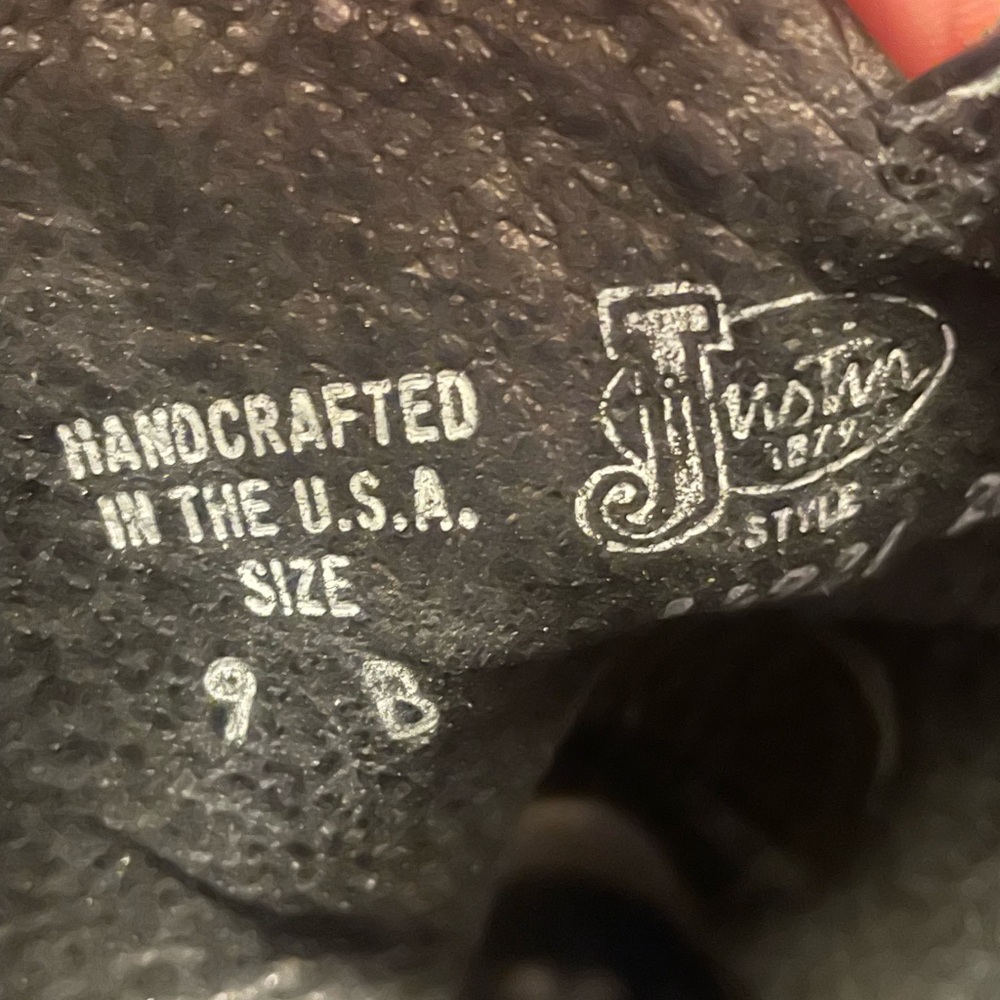 Justin Boots Black Leather Cowgirl Boots - Picture 2 of 9